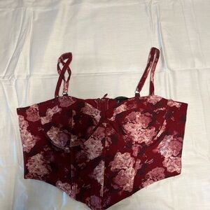 Floral Red Bustier Top